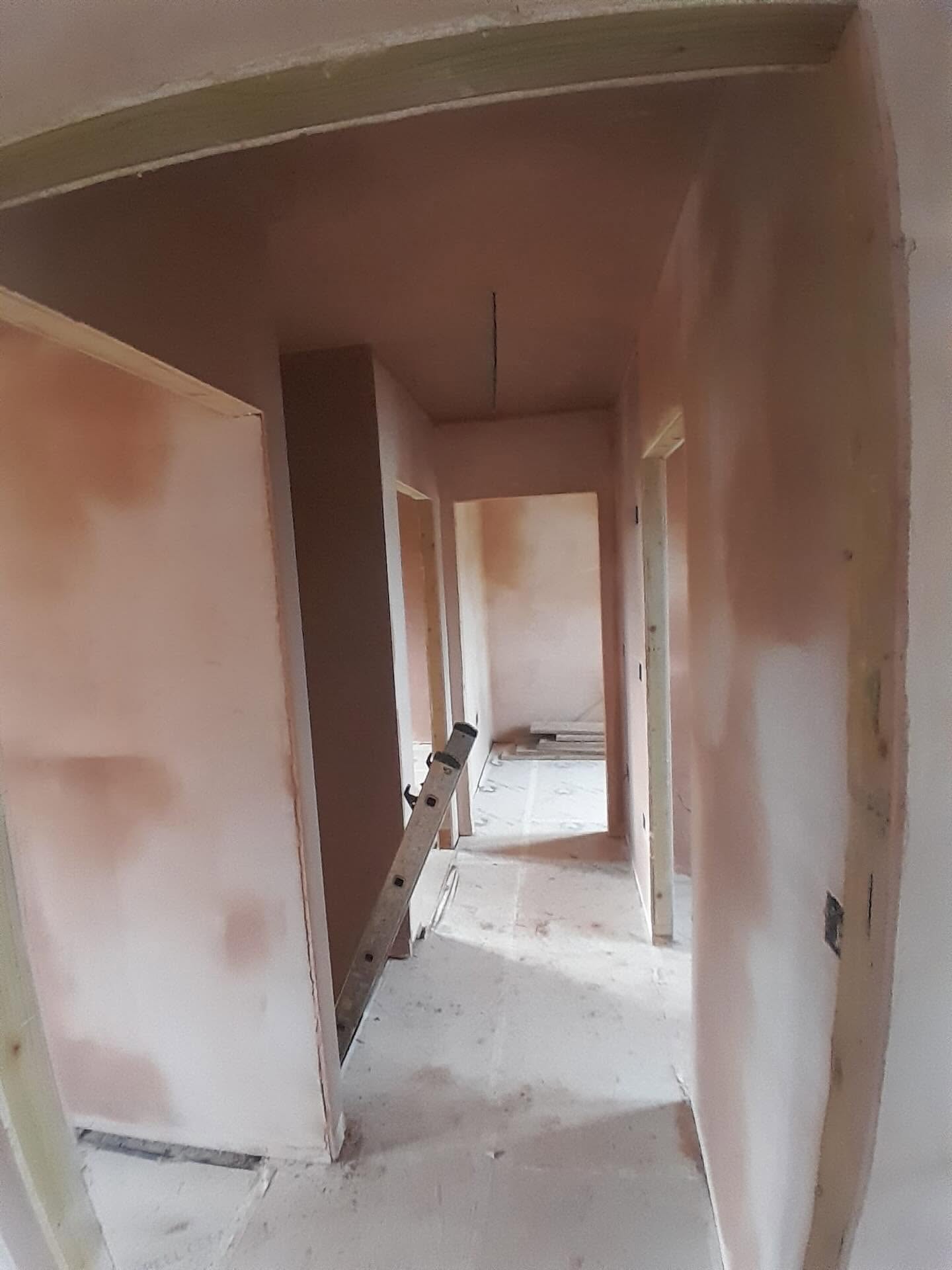 Hallway freshly plastered from end to end